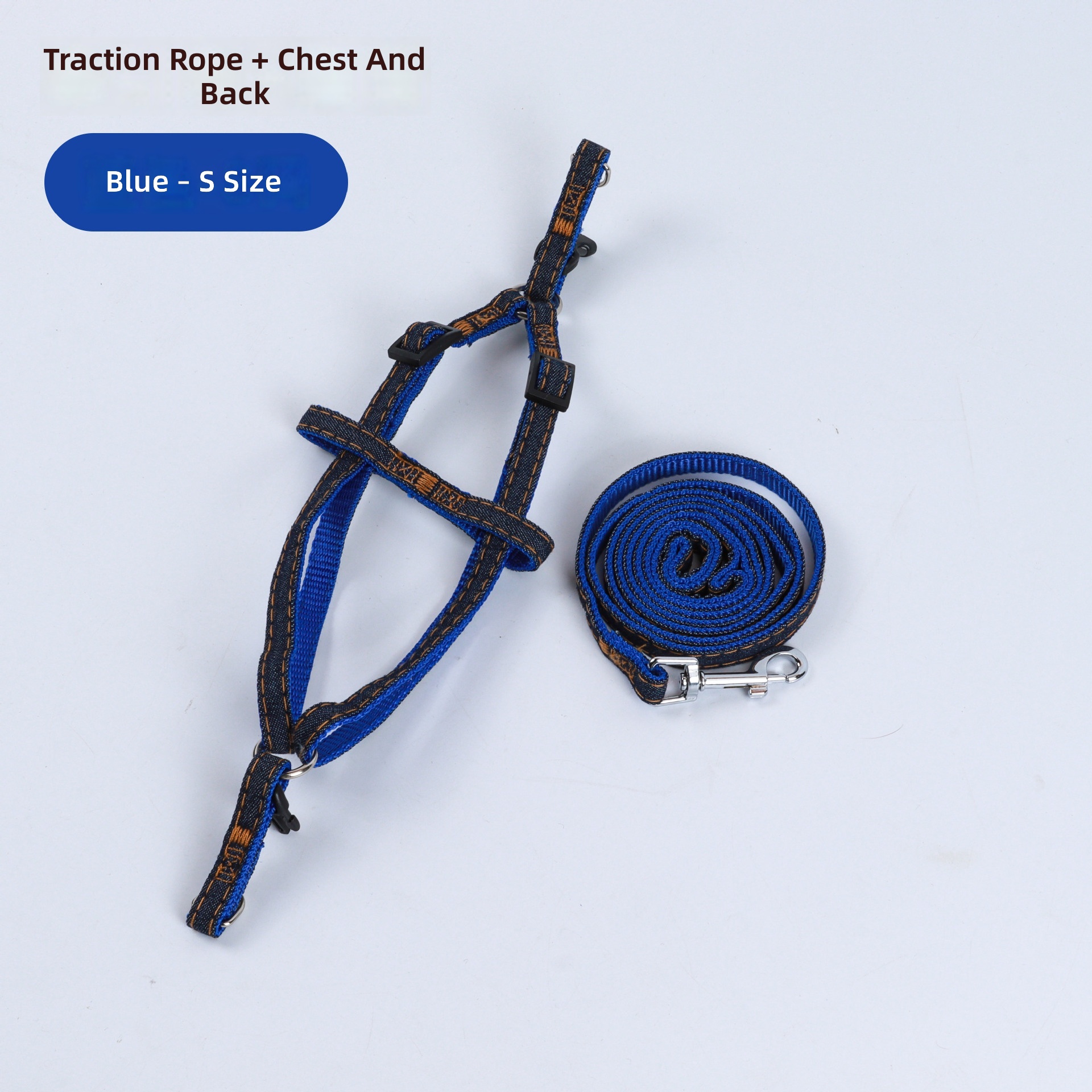 Spot Wholesale Denim Dog Leash Pet Supplies Chest and Back Traction Dog Leash Denim Harness Pet Dog Leash - Image 10
