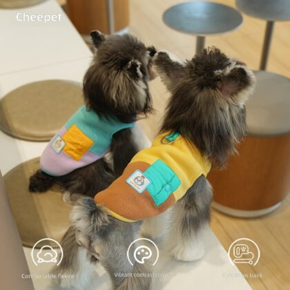 Autumn and Winter Ins Four-Legged Contrasting Color Splicing German Velvet Bottoming Shirt Warm Inner Wear Teddy Schnauzer Dog Clothing Supplies
