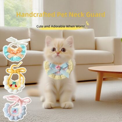 Pet Handmade Collar, Cat Knitted Necklace, Cat Collar, Small Size Dogs Collar, Scarf, Bib, Saliva Towel