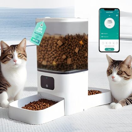 Amazon New Pet Dual-Bowl Automatic Feeder Cat and Dog Food Dispenser Smart Dog Bowl