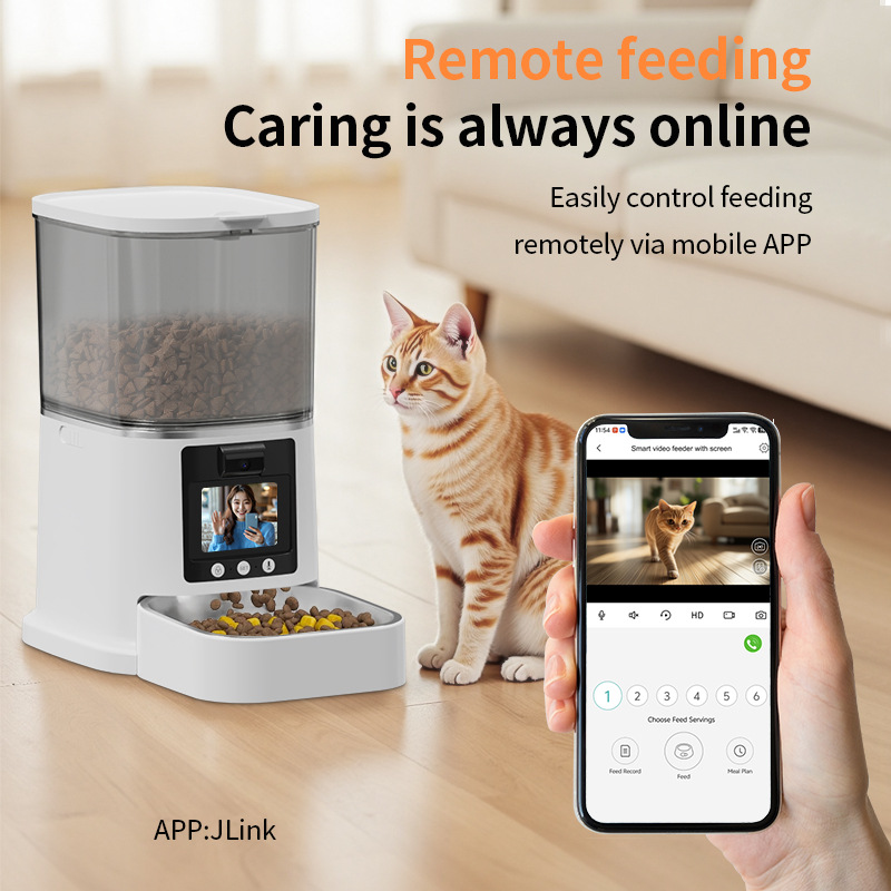 Cross-border pet automatic feeder with camera 6L large capacity remote monitoring cat and dog smart feeder wholesale