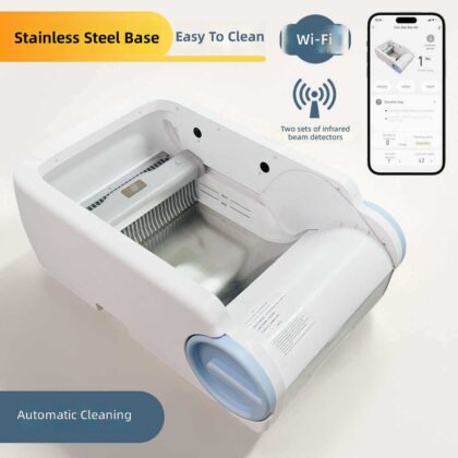 Stainless Steel Bottom Smart Cat Litter Basin Electric Cat Toilet Litter Basin Open One Button Cleaning Pet Cleaning Equipment