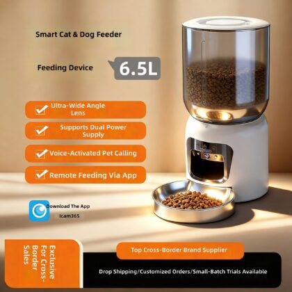 Cross-Border Remote Scheduled Feeder, Visual Cat Food Automatic Feeder, Portion-Controlled Smart Pet Feeder for Home Use