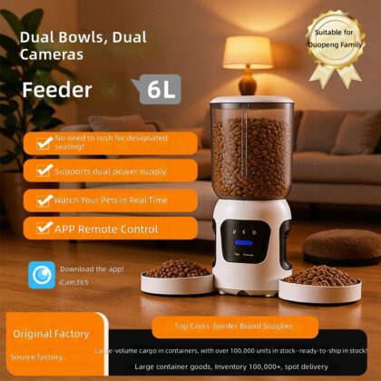 Cross-border dual-lens HD camera feeder remote timing feeder dual-basin pet smart feeder