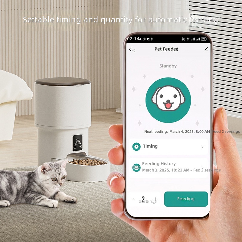 Pet Automatic Feeder, Smartphone WiFi & Bluetooth Timed Feeding Control, Smart Food Dispenser, Cat Pet Supplies - Image 3