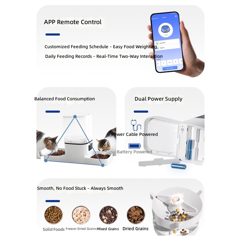 Amazon New Pet Dual-Bowl Automatic Feeder Cat and Dog Food Dispenser Smart Dog Bowl - Image 4