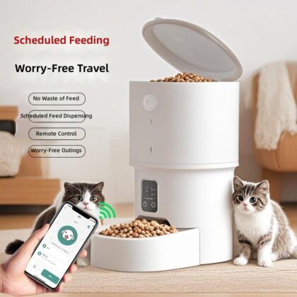 Automatic Pet Feeder for Cats: Smart, Timer- and Portion-Controlled Dispenser for Cat and Dog Food with Wi‑Fi Remote Control
