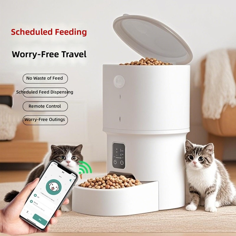 Automatic Pet Feeder for Cats: Smart, Timer- and Portion-Controlled Dispenser for Cat and Dog Food with Wi‑Fi Remote Control