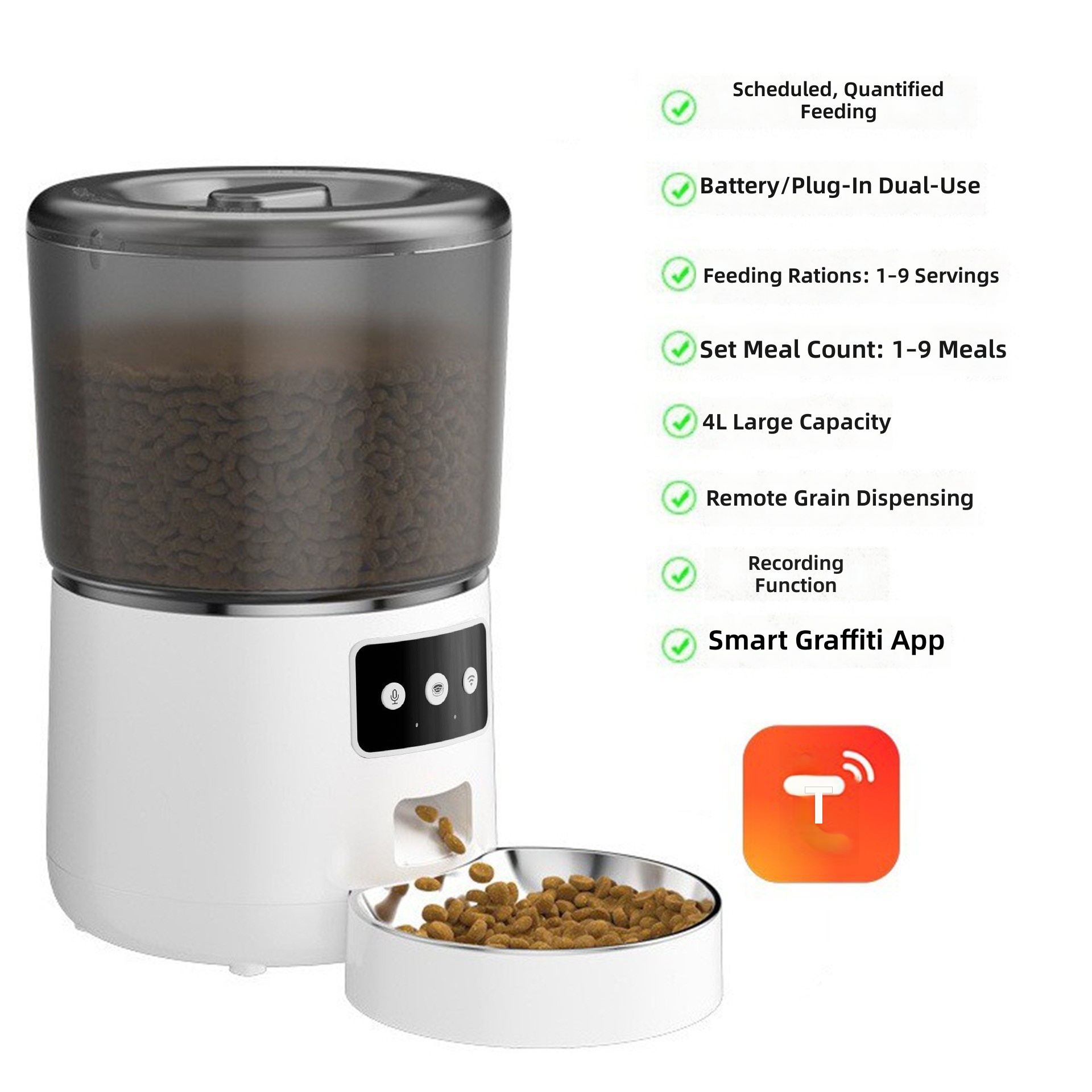 Pet Intelligent Automatic Feeder 4L Smart Mobile Phone Timing Quantitative Remote Feeding Cat and Dog Feeding Machine Manufacturer - Image 8