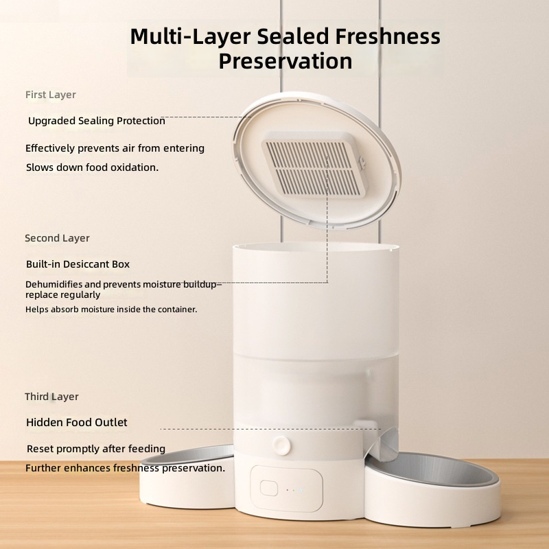 Habas Pet Automatic Feeder: Smart, Large-Capacity Food Dispenser for Cats and Dogs with Timer, Portion Control, and Remote App Management - Image 4