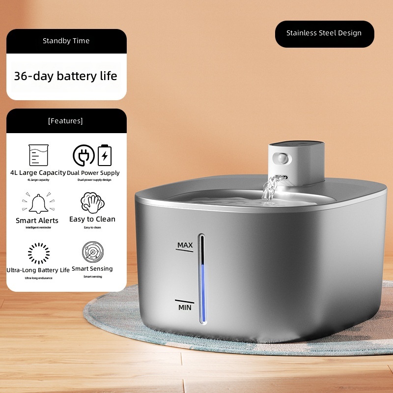 Pet Water Dispenser Wireless Unplugged Cat Water Dispenser Intelligent Cycle Dog Water Feeder Stainless Steel Water Dispenser - Image 6
