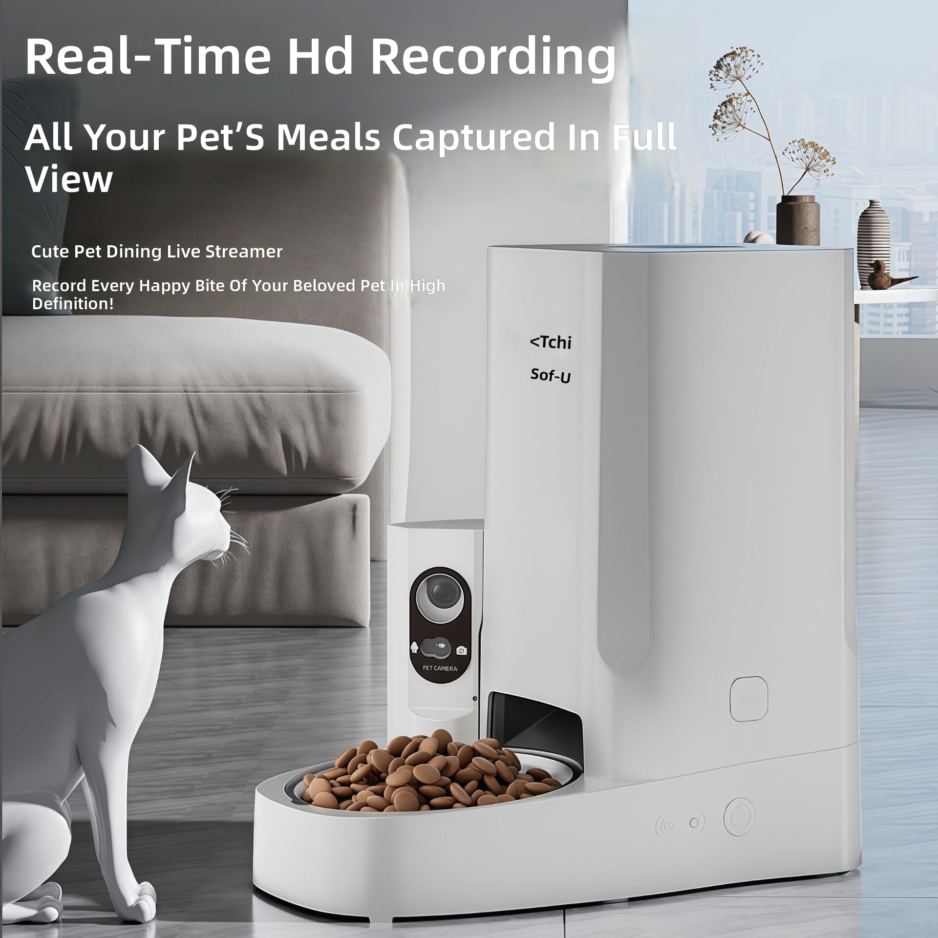 Fully Automatic Pet Feeder with Remote App Control, Scheduled Feeding, and Video Monitoring; Smart Food Dispenser Compatible with Cats and Dogs - Image 3