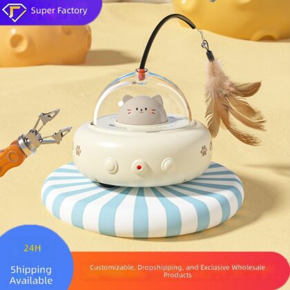 Smart Automatic Cat Toy Self-Entertaining Boredom-Busting Electric Motion-Sensor Cat Toy Feather Teaser Wand Pet Supplies